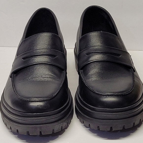 Quince Black Leather Lug-Sole Penny Loafers - Picture 2 of 12